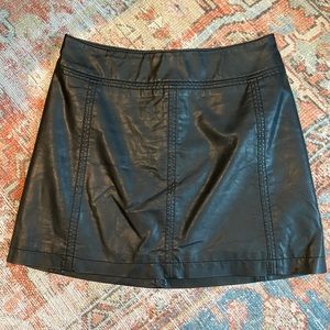 Free People Black Faux Leather Skirt